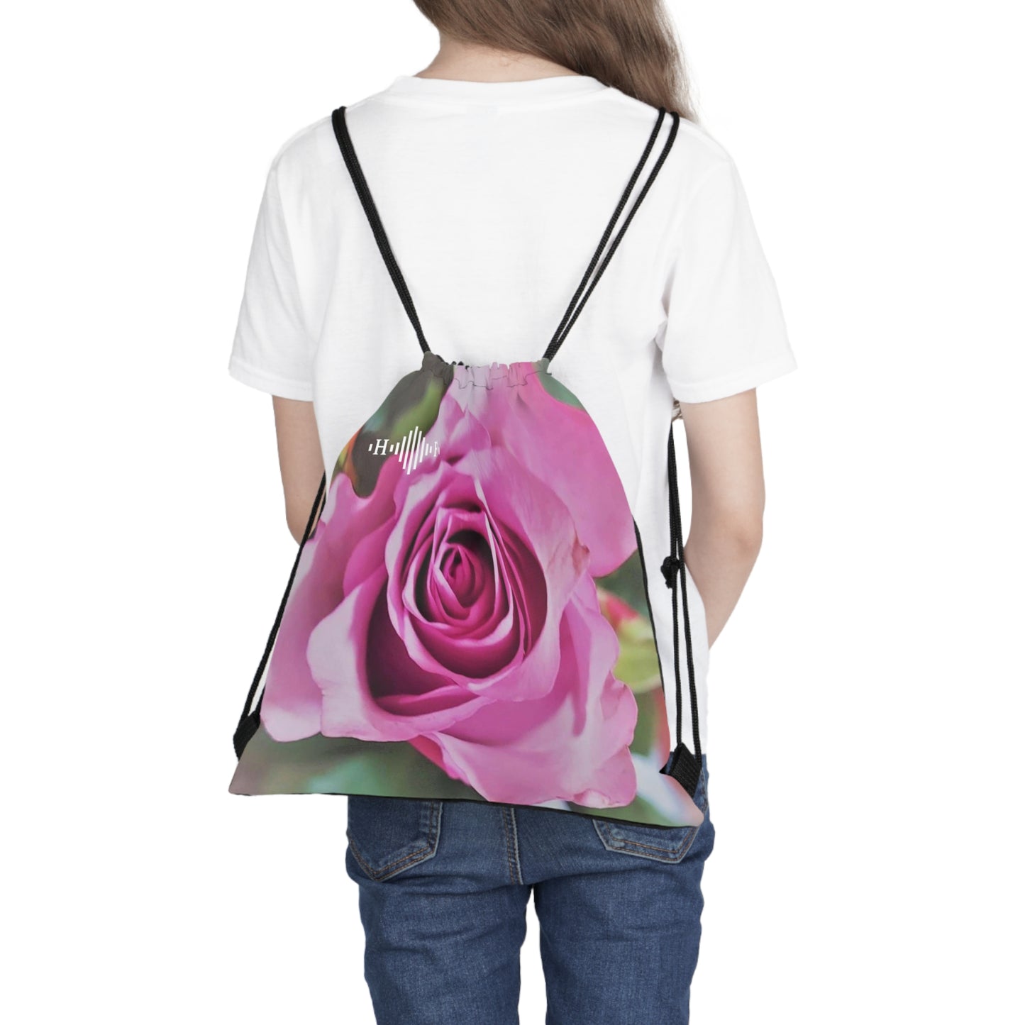 Pink Rose - Outdoor Drawstring Bag