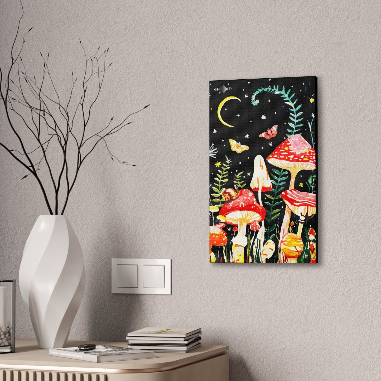 Mushroom Nights Canvas Stretched, 0.75"