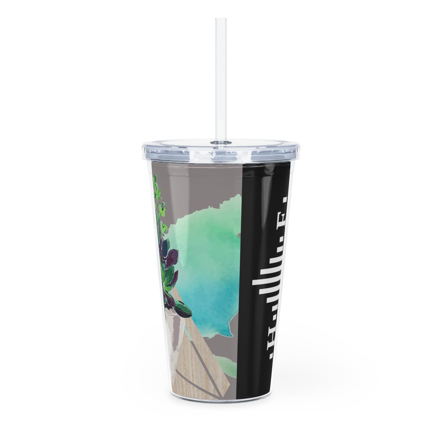Cool Succulent Plastic Tumbler with Straw
