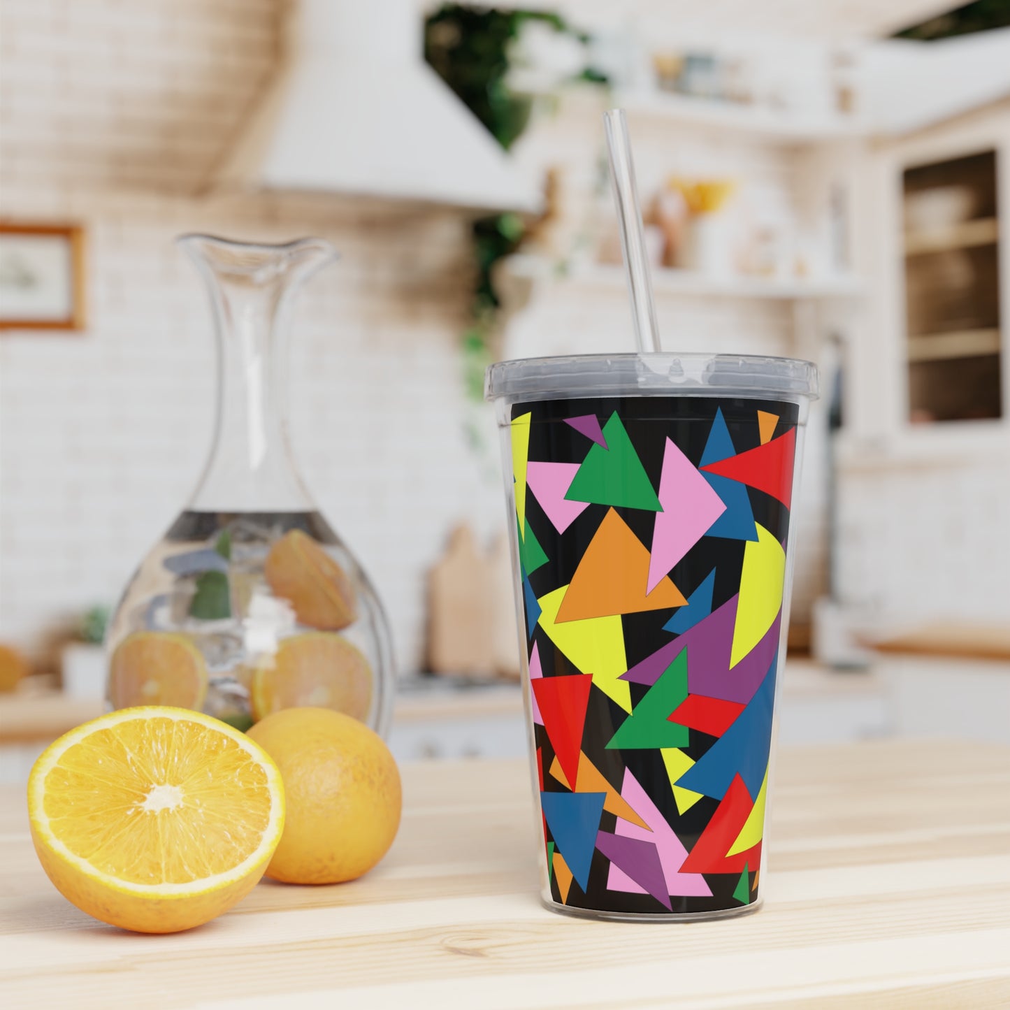 Triangle Tangle - Plastic Tumbler with Straw
