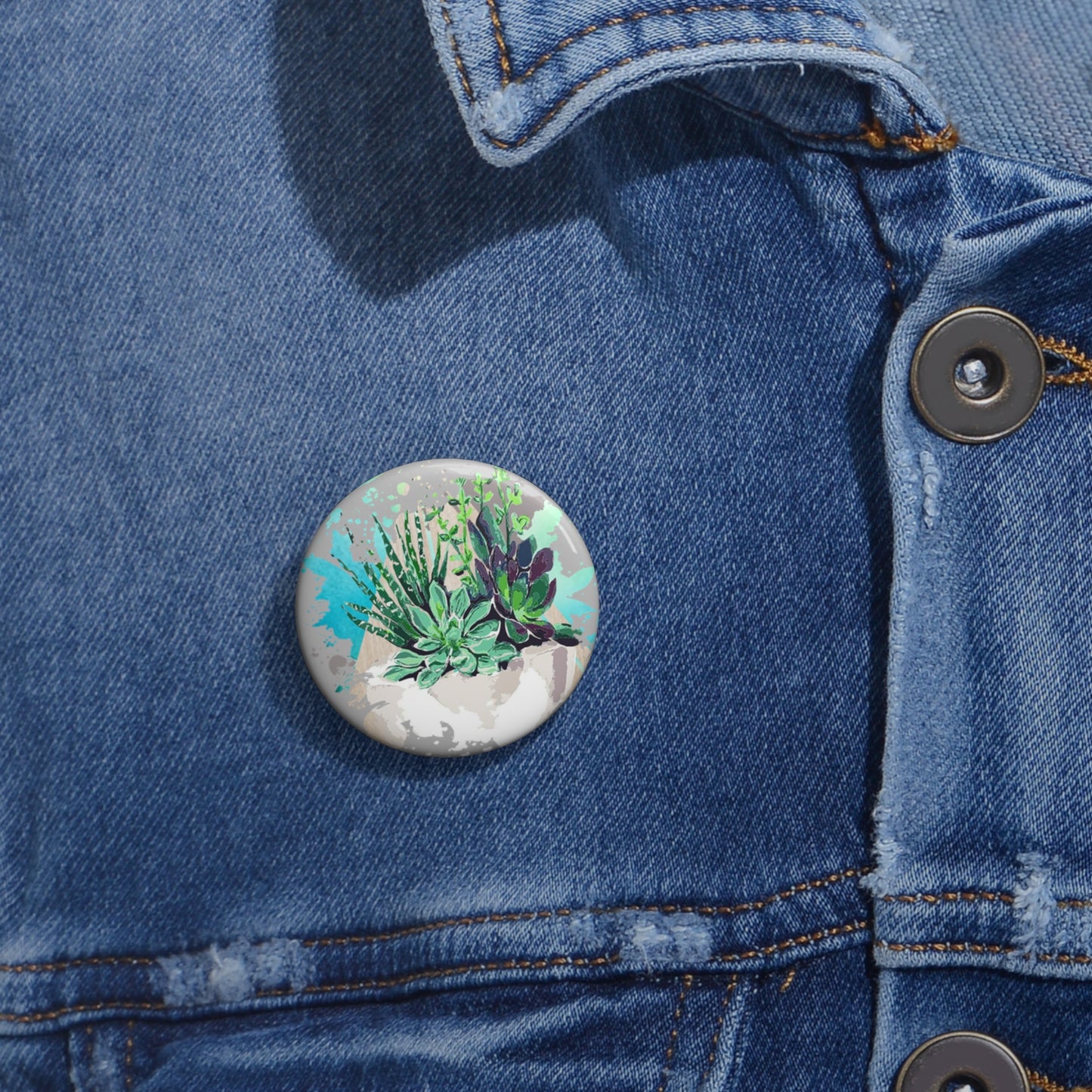 Cool Succulents  -  Pin Buttons