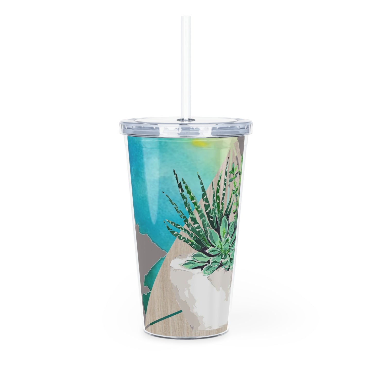 Cool Succulent Plastic Tumbler with Straw