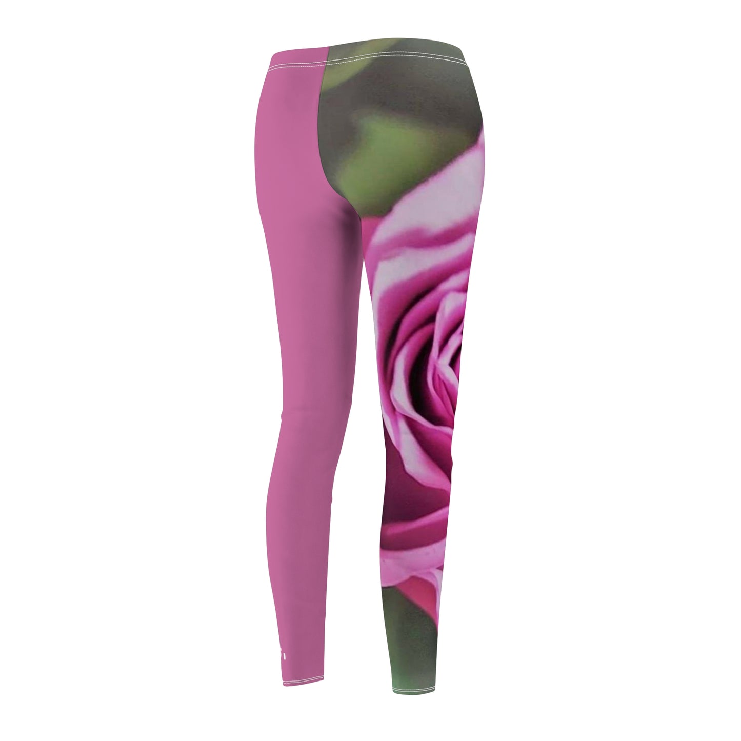 Pink Rose Half Leg Cut & Sew Casual Leggings (AOP)
