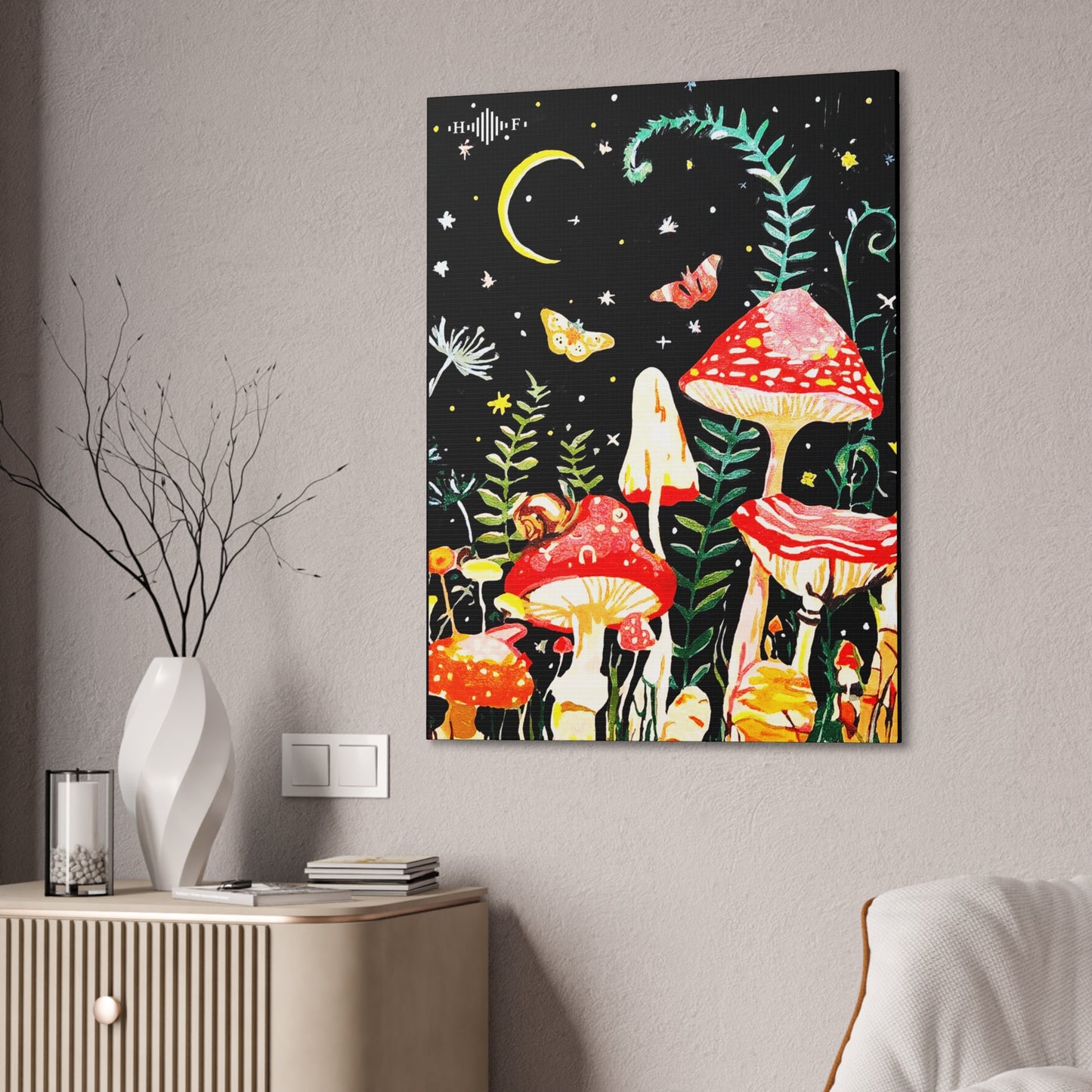 Mushroom Nights Canvas Stretched, 0.75"