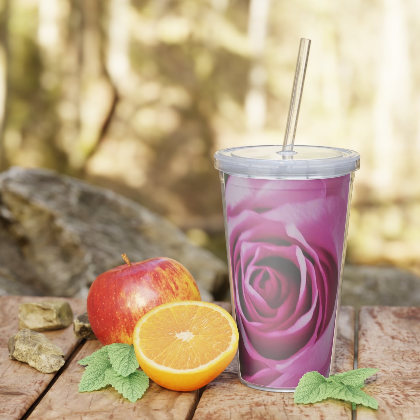 Pink Rose - Tumbler with Straw