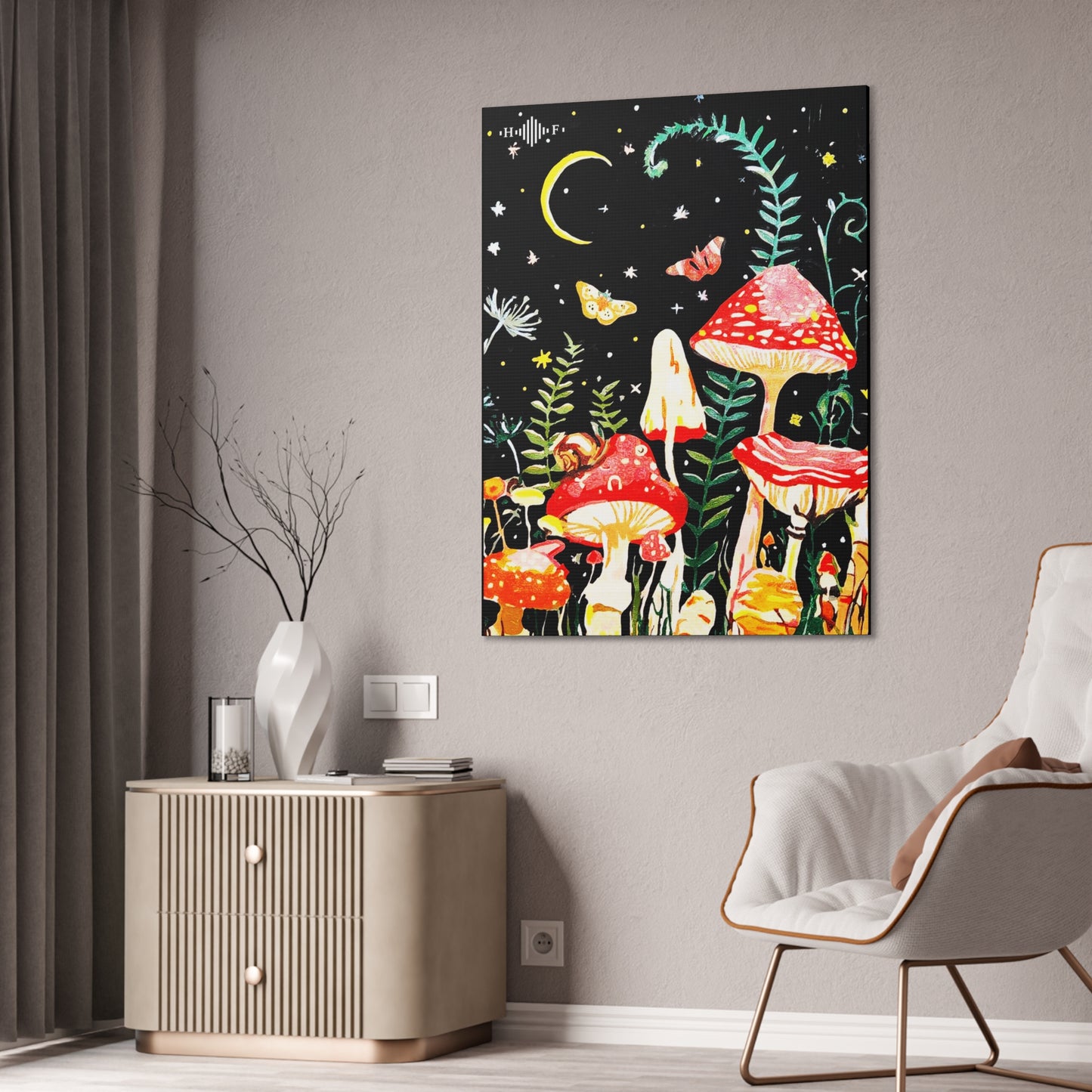 Mushroom Nights Canvas Stretched, 0.75"