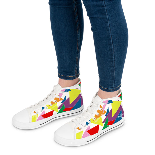 Triangle Tangle ( White ) - Women's High Top Sneakers