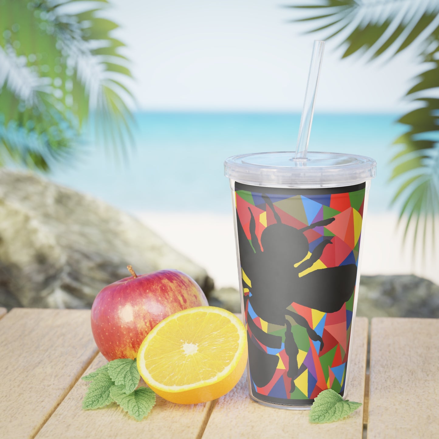 Bee Prism Plastic Tumbler with Straw