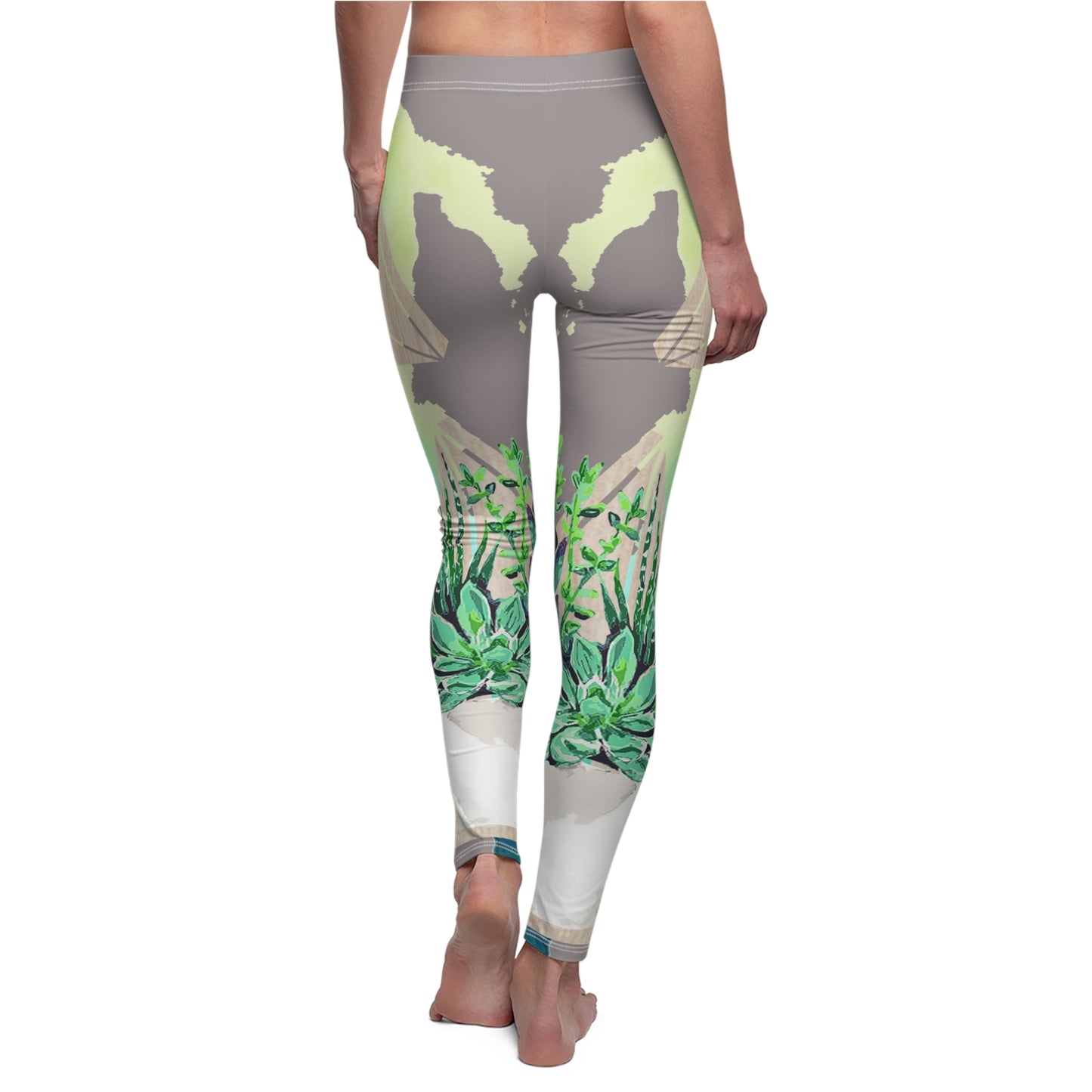 Leggings décontractés coupés et cousus Cool Succulents (AOP)