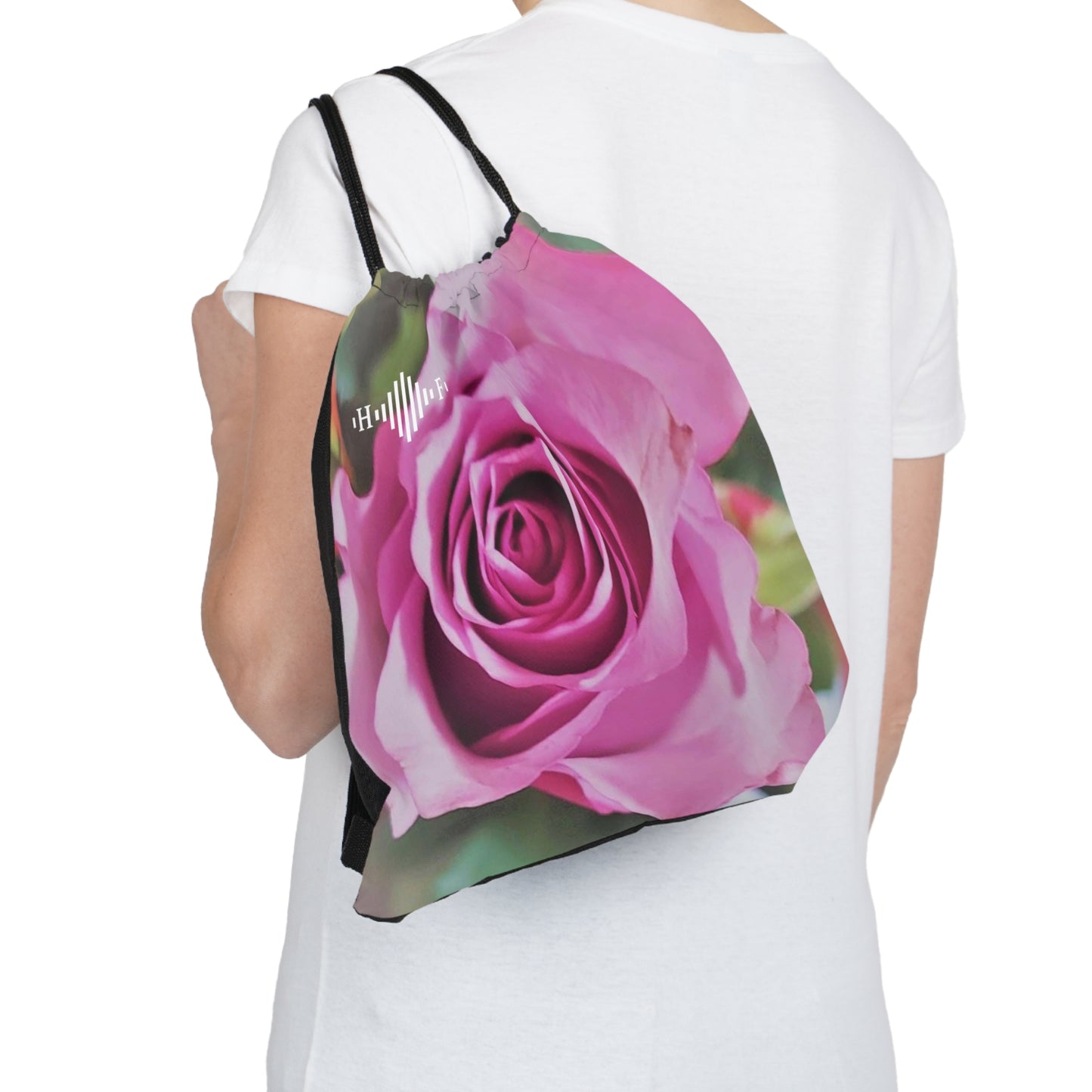 Pink Rose - Outdoor Drawstring Bag