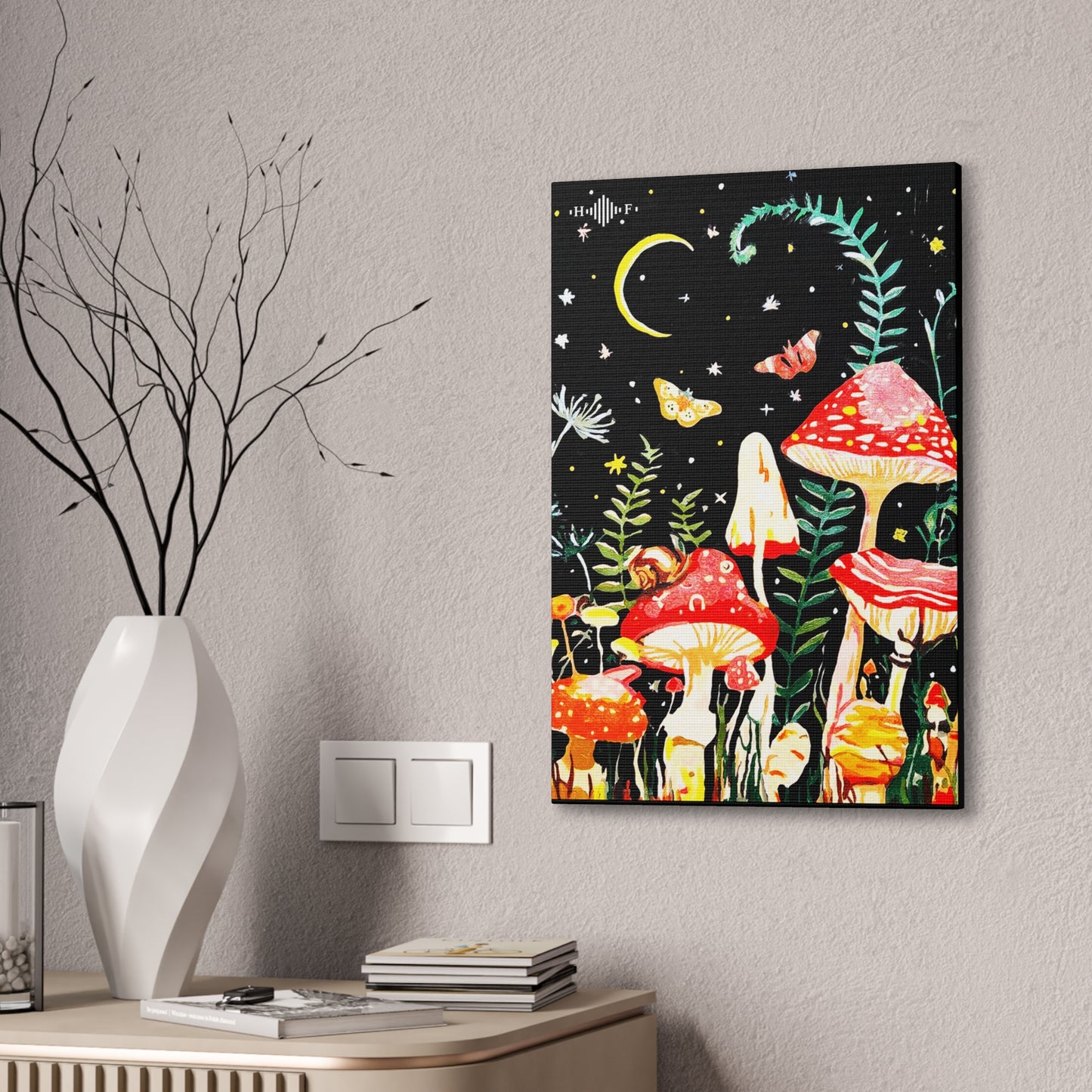 Mushroom Nights Canvas Stretched, 0.75"