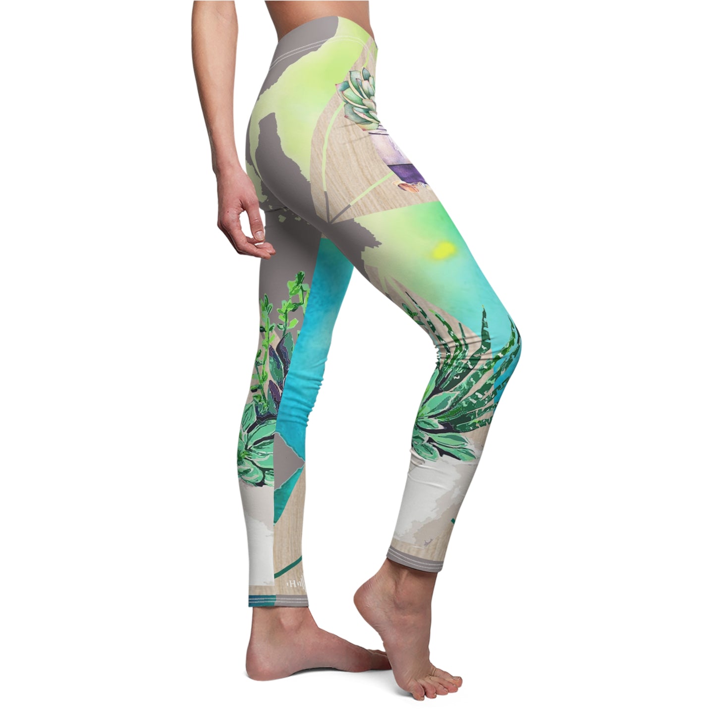 Leggings décontractés coupés et cousus Cool Succulents (AOP)