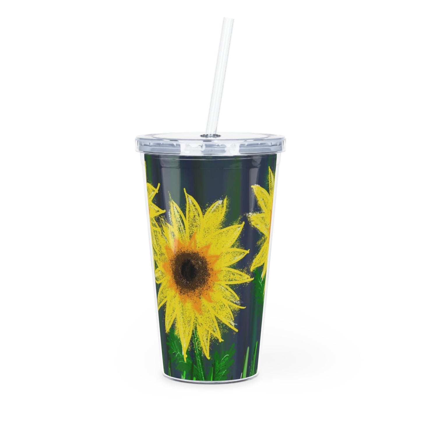 Sunflowers in Chalk - Tumbler with Straw